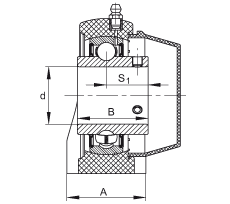 直立式軸承座單元 RASEY35-TV-VA, 塑料軸承座,內圈帶平頭螺釘的外球面球軸承,耐腐蝕設計,R密封 直立式軸承座單元 RASEY35-TV-VA, 塑料軸承座,內圈帶平頭螺釘的外球面球軸承,耐腐蝕設計,R密封