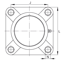 軸承座單元 RCJY35-TV-VA, 四孔塑料軸承座，內(nèi)圈帶平頭螺釘?shù)耐馇蛎媲蜉S承，耐腐蝕設(shè)計(jì)，R 型密封