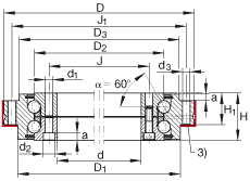 推力角接觸球軸承 ZKLDF325, 雙向，螺釘安裝，兩側(cè)帶密封蓋