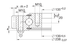 四點接觸球軸承 VA140188-V, 有外齒，兩側(cè)唇密封