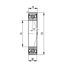 主軸軸承 HCS7018-C-T-P4S, 調節，成對安裝，接觸角 α = 15°，兩側唇密封，非接觸，限制公差