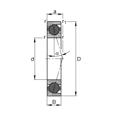 主軸軸承 HCB7219-C-T-P4S, 調(diào)節(jié)，成對或單元安裝，接觸角 α = 15°，陶瓷球，限制公差