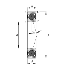 主軸軸承 HCB7006-C-2RSD-T-P4S, 調節，成對或單元安裝，接觸角 α = 15°，陶瓷球，兩側唇密封，非接觸，限制公差