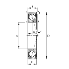 主軸軸承 B7003-C-2RSD-T-P4S, 調(diào)節(jié)，成對安裝，接觸角 α = 15°，兩側(cè)唇密封，非接觸，加嚴(yán)公差