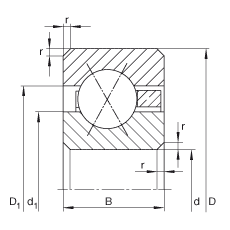 薄截面軸承 CSXG075, 四點接觸球軸承，類型X，運行溫度 -54°C 到 +120°C