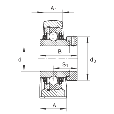直立式軸承座單元 TASE50-N, 鑄鐵軸承座,帶偏心鎖圈的外球面球軸承,T 型密封 直立式軸承座單元 TASE50-N, 鑄鐵軸承座,帶偏心鎖圈的外球面球軸承,T 型密封