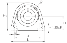 直立式軸承座單元 PSHEY12, 鑄鐵軸承座，內(nèi)圈帶平頭螺釘?shù)耐馇蛎媲蜉S承，P 型密封