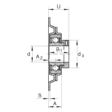 吊裝式軸承座單元 MSTU25, 鋼板軸承座，帶偏心鎖圈的外球面球軸承，P型密封，帶再潤滑結構