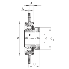 軸承座單元 RA55, 帶三個/四個螺栓孔的法蘭的軸承座單元,沖壓鋼板,偏心鎖圈,P型密封 軸承座單元 RA55, 帶三個/四個螺栓孔的法蘭的軸承座單元,沖壓鋼板,偏心鎖圈,P型密封