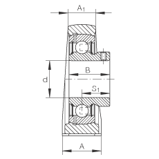 直立式軸承座單元 PSHEY12, 鑄鐵軸承座，內(nèi)圈帶平頭螺釘?shù)耐馇蛎媲蜉S承，P 型密封
