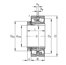 調心滾子軸承 23144-B-K-MB + H3144X, 根據 DIN 635-2 標準的主要尺寸, 帶錐孔和緊定套
